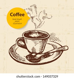 Hand drawn vintage coffee background	