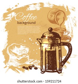 Hand drawn vintage coffee background