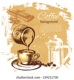 Hand drawn vintage coffee background	