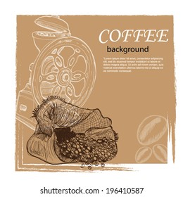 Hand drawn vintage coffee background. Menu for restaurant, 