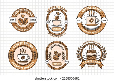 Hand Drawn Vintage Coffee Shop Logo Badge Collection