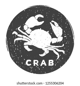 Hand drawn vintage crab. Sketch style. Vector illustration. T-shirt print. Logo element. Seafood.
