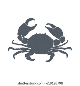 Hand drawn vintage crab. Sketch style. Vector illustration. T-shirt print. Logo element. Seafood.