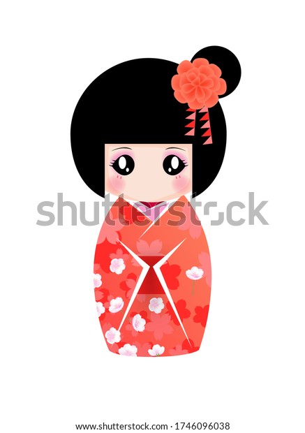 Hand Drawn Vintage Cute Japanese Girl Stock Vector (royalty Free 