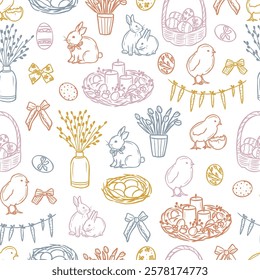 Hand drawn vintage easter background