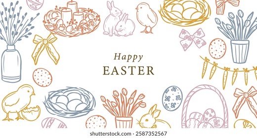 Hand drawn vintage easter background