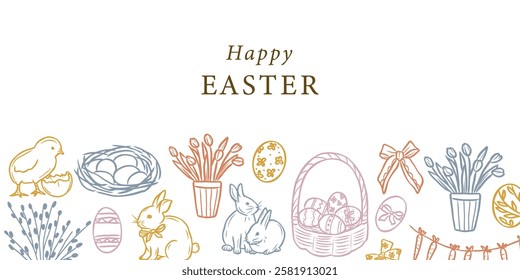 Hand drawn vintage easter banner