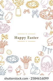 Hand drawn vintage easter card