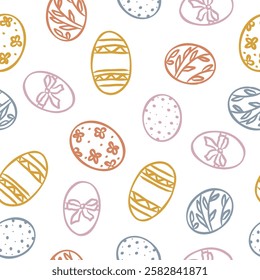 Hand drawn vintage easter eggs seamless pattern