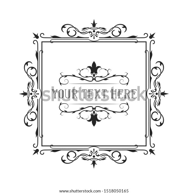 Hand drawn vintage elegant wedding border.\
Calligraphic ornate frame for invitation card design. Vector\
isolated antique decor.