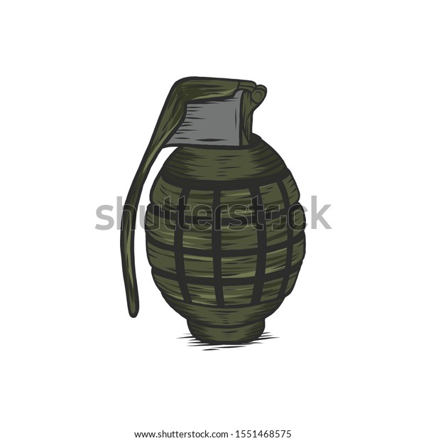 Hand Drawn Vintage Engraved Grenade Illustration Stock Vector (Royalty ...