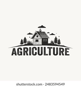 hand drawn vintage farm logo illustration