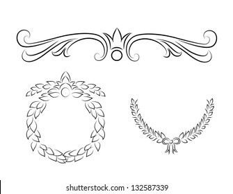 Hand drawn vintage filigree design elements vector.