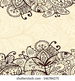 Hand drawn vintage floral background.