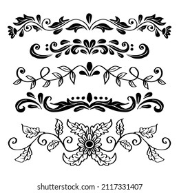 Hand drawn vintage floral borders 