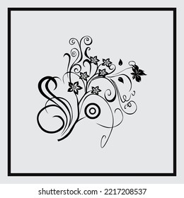 Hand drawn Vintage floral design with flowers line stroke elements vector download.