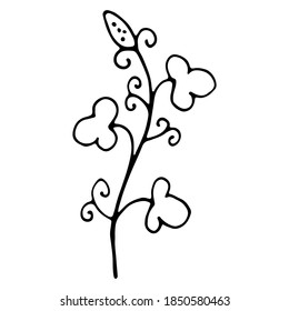 Hand Drawn vintage floral element. Decoration element for design invitation, wedding cards, valentines day.