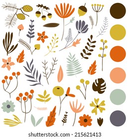 Hand Drawn vintage floral elements. Set of flowers. You can make your vintage floral bouquet. Used for wallpaper, pattern fills, web page background,surface textures.