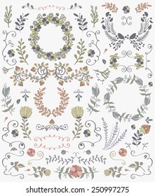 hand drawn vintage floral elements
