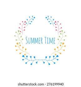 Hand Drawn vintage floral elements. Swirls, laurels, frames, leaves, banners and curls. Laurels. Summer background
