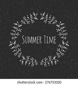 Hand Drawn vintage floral elements. Swirls, laurels, frames, leaves, banners and curls. Laurels. Summer background