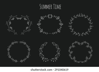 Hand Drawn vintage floral elements. Swirls, laurels, frames, leaves, banners and curls. Laurels. 