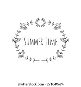 Hand Drawn vintage floral elements. Swirls, laurels, frames, leaves, banners and curls. Laurels. 