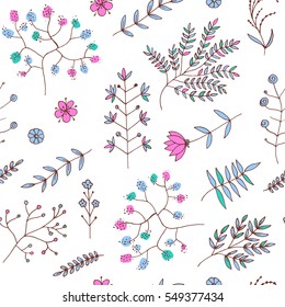 Hand Drawn vintage floral elements. Vector. Isolated.