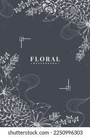 hand drawn vintage floral frame template design