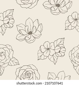 Hand drawn vintage floral seamless pattern