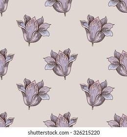 hand drawn vintage floral seamless background