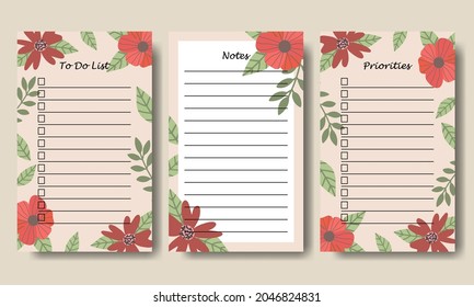 Hand Drawn Vintage Florals Illustration Notes To Do List Template Printable