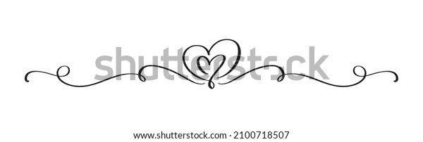Hand\
Drawn Vintage Flourish Vector divider. Valentines Day Black\
Calligraphic Heart. Calligraphy Holiday illustration. Design\
valentine element. Icon love decor for web,\
wedding.