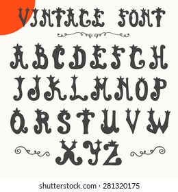 Hand drawn vintage font. Vector alphabet. Vector illustration