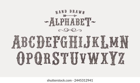 Hand drawn vintage fonts for headlines. Vector illustration.