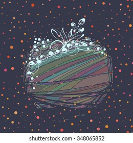 Hand drawn vintage frame. Background in grunge style, vintage. Vector illustration.