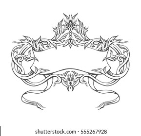 Hand drawn vintage frame, pattern vector 