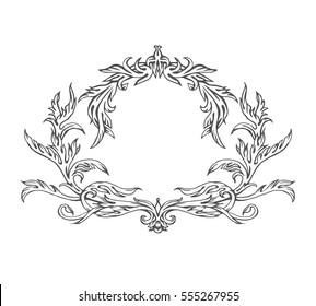 Hand drawn vintage frame, pattern vector 