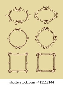 Hand drawn vintage frame set made in vector. Beautiful design elements.