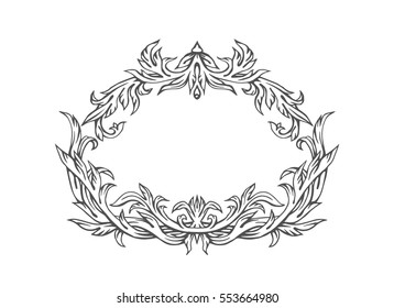 Hand drawn vintage frame, vector pattern.
