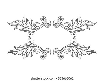 Hand drawn vintage frame, vector pattern.
