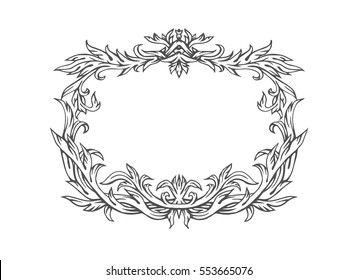 Hand drawn vintage frame, vector pattern.

