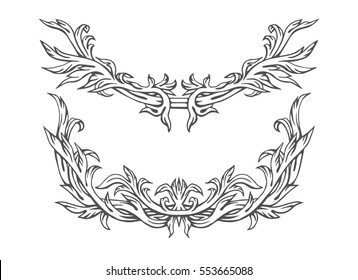 Hand drawn vintage frame, vector pattern.

