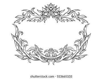 Hand drawn vintage frame, vector pattern.
