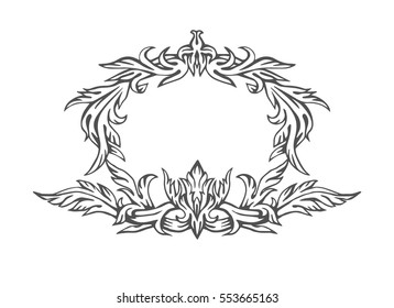 Hand drawn vintage frame, vector pattern.
