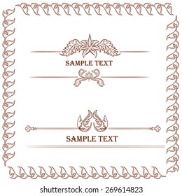 Hand drawn vintage frames and design elements