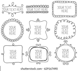 Hand drawn vintage frames, labels concept vector Illustration
