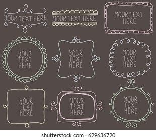 Hand drawn vintage frames, labels concept vector Illustration