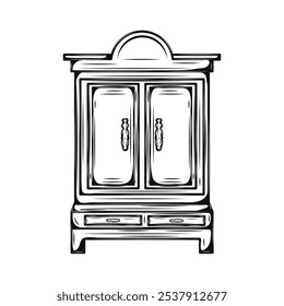 Hand Drawn Vintage Furniture Illustration - Cupboard