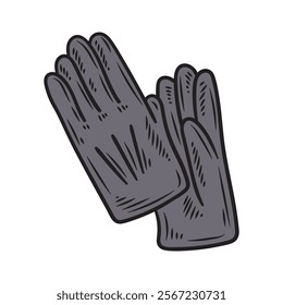 Hand Drawn Vintage Gentleman Illustration Colored - Gloves